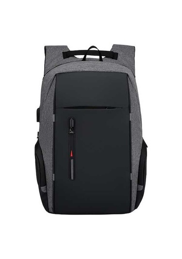 Novahub 17 İnç Laptop Çantası - Küçükboy Usb Şarjlı, Su Geçirmez, Çok Bölmeli Sırt Çantası Gri Gri