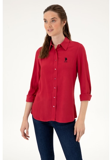 U.s. Polo Assn. Kadın Gömlek Desenli 50316429-vr104 Koyu Frambuaz/dark Raspberry