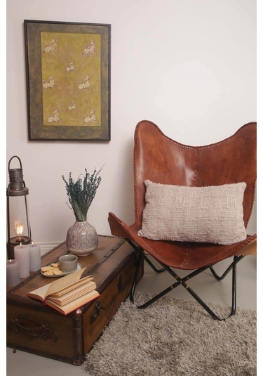 Peraluna Foam Pıllow Şifon Şerit Triko Yastık Kılıfı 60x40 Cm Bej - Bej