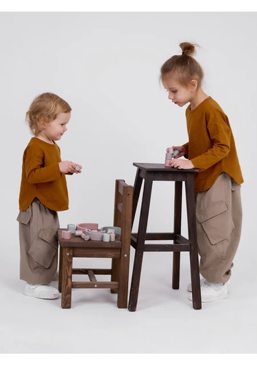 1st Look Çocuk Oversize Kore Tarzı Uzun Kollu Üst 219342825 Kahverengi