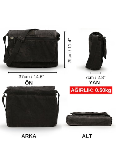 Dark Cotton 8128 Kanvas Omuz Postacı Kahve 15.6 İnç Laptop Çanta