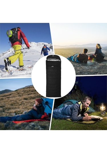 600g Kuş Tüyü Uyku Tulumu Beyaz Kaz Tüyü Siyah Siyah