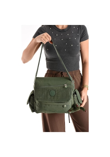 Postacı Okul Çantası Çapraz Askılı Büyük Boy 33 27 Cm Askı Uzunluğu 130 Cm Çok Cepli Kapaklı Omuz Yeşil