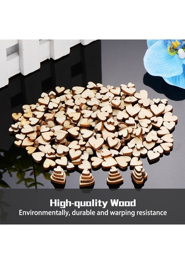 Xiyyadms 200 Adet Ahşap Kalp Dilimleri - Ev & Düğün Dekorasyonu, Boyama/m Yazma Uygun, Dayanıklı Boxwood Malzeme