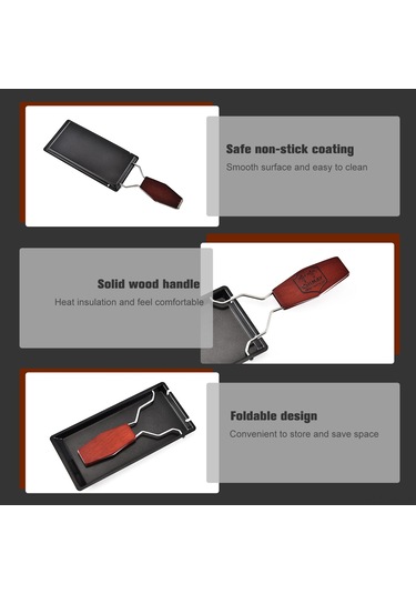 Xiyyadms Taşınabilir Mumlu Raclette Izgara Seti - Ahşap Saplı Yapışmaz Tava Ve Spatula Siyah