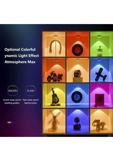 Motion003 3 Adet Şarj Edilebilir Manyetik Rgb Led Dolap Işıkları 3lü Paket Rgb Uzaktan Kum Ahşap