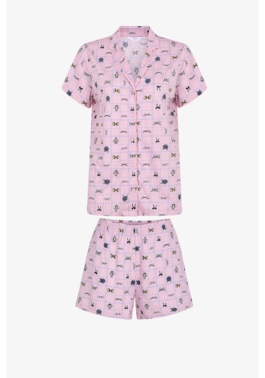Penti Pembe Cute Bows Gömlek Şortlu Pijama Takımı