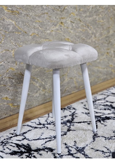 Kare Beyaz Boyalı Konik Ayaklı Tabure - Oturak - Bar Taburesi - A Çok Renki