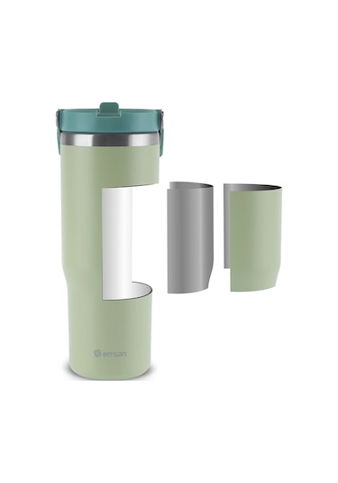Emsan Star Ice Pipetli Çelik Sızdırmaz Termos Mint 900 Ml Yeşil