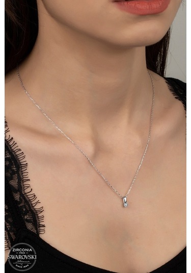 Union Swarovski Zirconia Kadın Mini Tektaş Gümüş Kolye