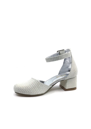 Sema Kız Çocuk Gümüş Simli Topuklu Abiye Ayakkabı