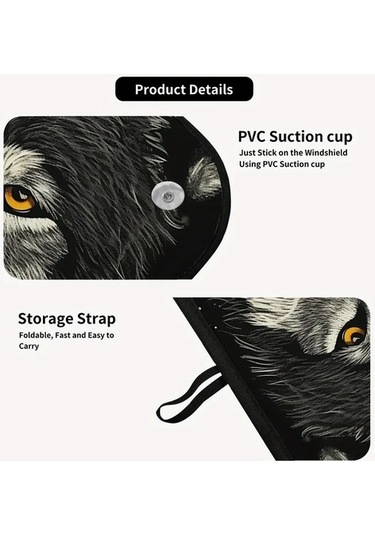 Pazly 1 Adet Wolf Face Araba Ruzgarlık Guneslik 130x56cm 51x22inc Dayanikli Polyester Modern Tasarim Tüm Arabalar Suv Kamyon Van İçin