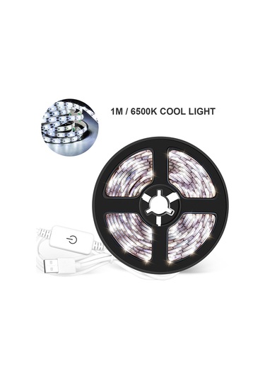 Padalink Usb Kontrollü Dokunmatik Dimmable Led Işık Şeridi, Ev Kabineti Dekorasyonu, 1m Beyaz Işık Beyaz