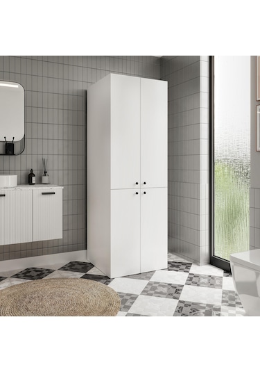 Savana Çamaşır Makinesi Ve Kurutma Makinesi Banyo Dolabı Beyaz