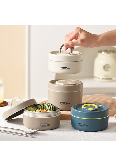 Küçük + Büyük + Çatal Bıçak Takımı + Isınma Çantası 304 Paslanmaz Çelik Yalıtımlı Öğle Yemeği Kutusu İşe Gidip Gelmek İçin Öğle Yemeği Kutusu Mavi