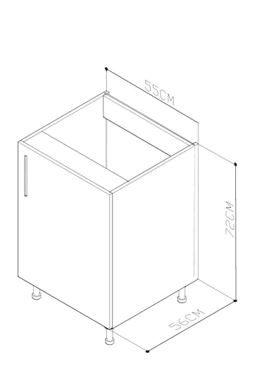 55 Cm Tek Kapak Mutfak Alt Dolabı