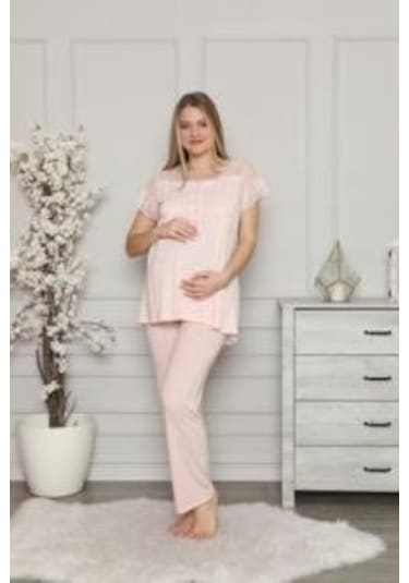 Limissi 2208 Pembe Hamile Lohusa Dantelli Pijama Tk
