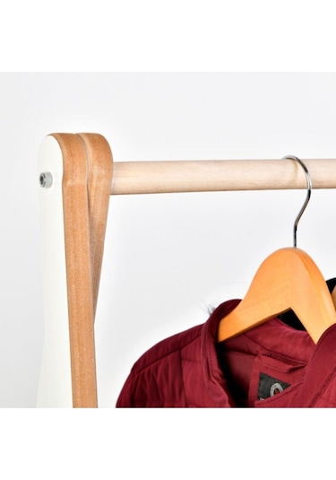 Prado Ahşap Dekoratif Ayaklı Elbise Konfeksiyon Askısı Beyaz