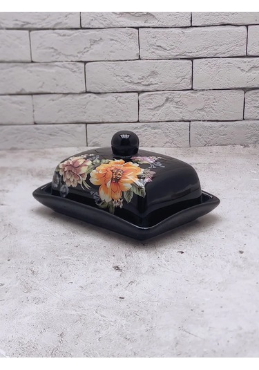 Rosenberg Krem Peynir İçin Kapaklı Seramik Tereyağı Kabı 305446710 Siyah