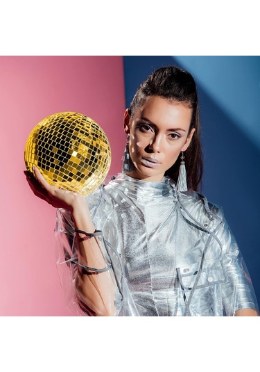 2 Li Kendinden Yapışkanlı Gold Ayna Mozaik Disco Sticker Duvar Çerçeve Eşya Dekoratif Kaplama 30x30 Altın