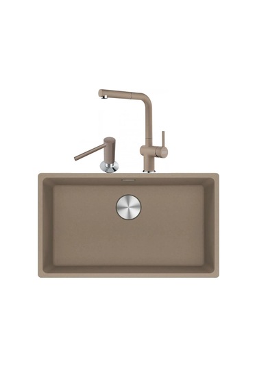 Franke Maris Mrg 210/110-72 Oyster Granit Eviye + Active Plus Doccia 2.0 Armatür + Comfort Sıvı Sabunluk Üçlü Set Oyster Siyah