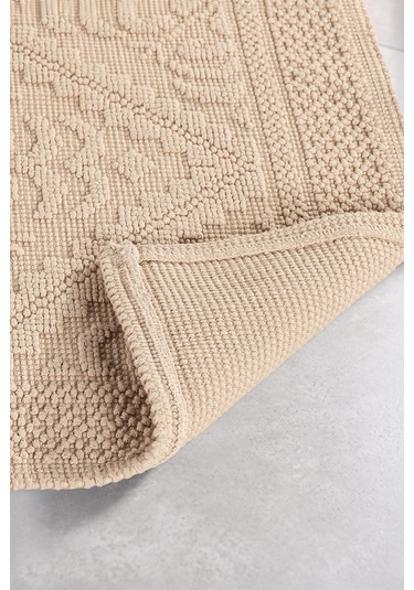 Soley Violeta 2'li Banyo Paspas Seti Kaymaz Taban %100 Pamuk 60x100 - 50x60 Cm Bej