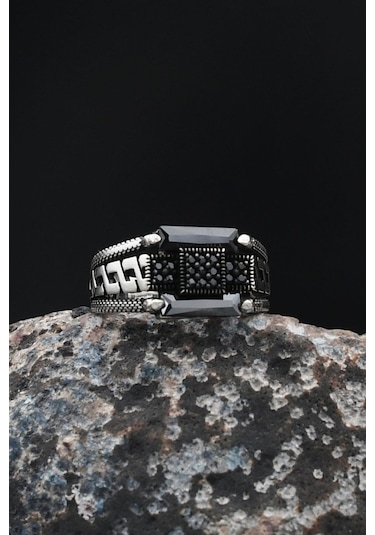 Pençe Figürlü Siyah Baget Taşlı 925 Ayar Gümüş Erkek Yüzüğü 901719 Gümüş