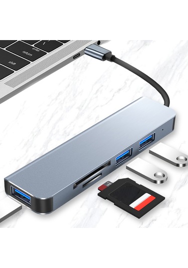Maiyame Usb-c Çok Fonksiyonlu Hub 5-in-1: Usb3.0 + 2xusb2.0 + Tf + Sd Kart Okuyucu, 5gbps Hızlı Aktarım, Uzay Gri Model 2103t