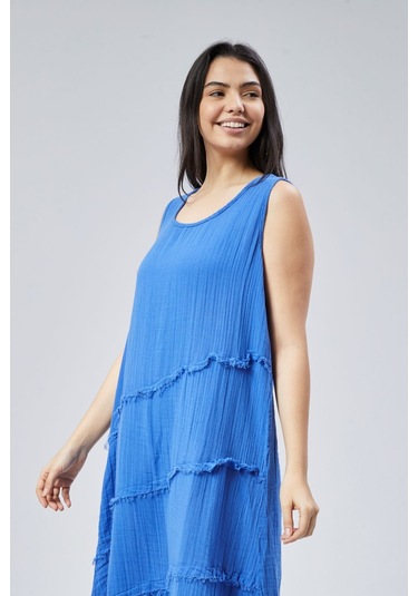 Muslin Elbise Yazın Vazgeçilmesi Mavi