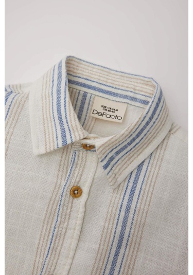 DeFacto Erkek Bebek Çizgili Uzun Kollu Gömlek E2016A525SPER98 Ekru