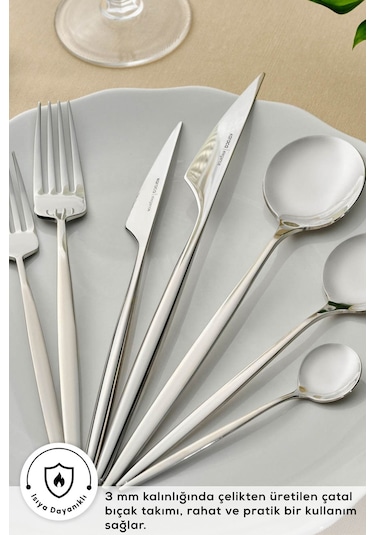 Karaca  Elegance Braga Platin 12 Kişilik 84 Parça Çatal Kaşık Bıçak Takımı