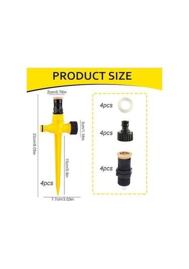 Tongxida Çim Ve Bahçe Otomatik Sprey, Sarı 4+4+4 Ekipmanlı, Emzikli Deri Çemberli Sarı