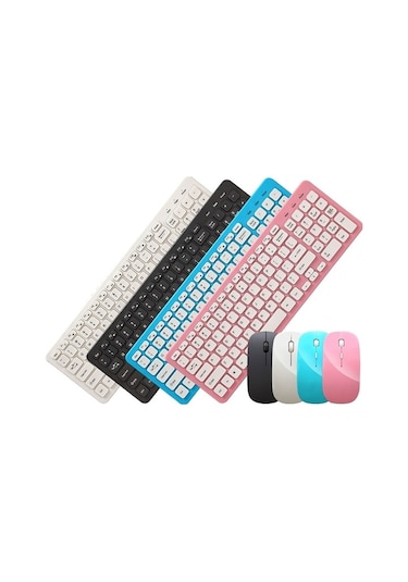 Mld-568 Ofis Oyun Sesini Kapatma Kablosuz Mouse Klavye Seti Pembe A Optik