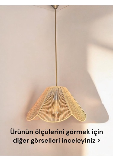 Hasır El Yapımı Bohem Çiçek Şekilli Rustik Avize - Kahverengi Kahverengi