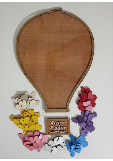 Hdrlazerdizayn Ahşap Balon Model Anı Defteri Pano