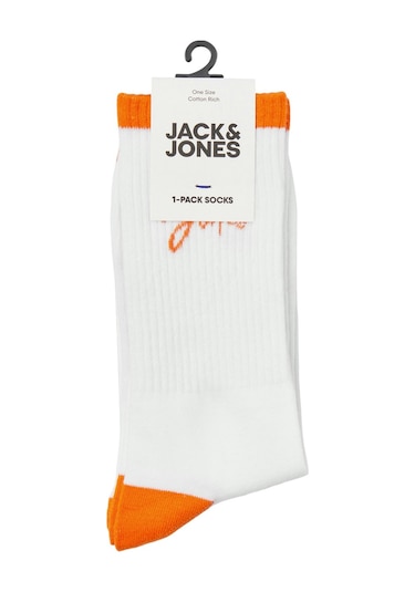 Jack & Jones Erkek Çorap 12252044 Beyaz-orange Beyaz - Turuncu