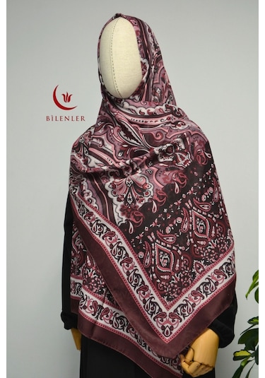 Etnik Desenli Pamuklu Şal 70x190 Cm Bordo