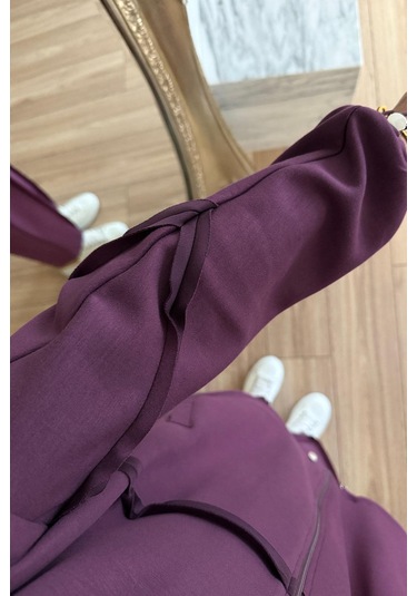 Dikiş Detaylı İkili Modal Takım - Mürdüm Mürdüm