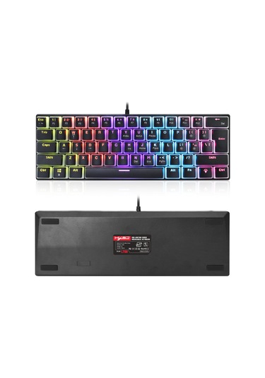 Yunboo 61 Tuşlu Mekanik Oyun Klavyesi - 12 Renkli Rgb Aydınlatma, Yeşil Switch, Pudding Tuş Takımı, 21 Tuş Çakışmasız
