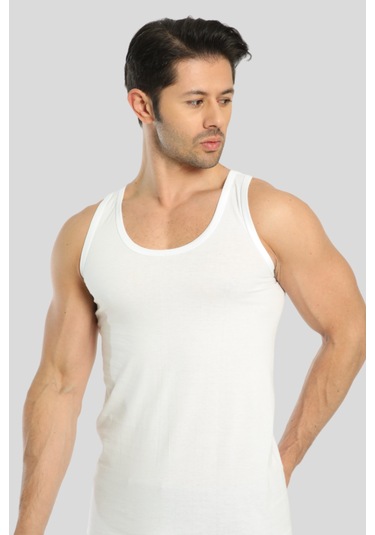 Erkek Beyaz Pamuklu Omuzu Lok Dikişli Atlet 3'lü Paket Beyaz