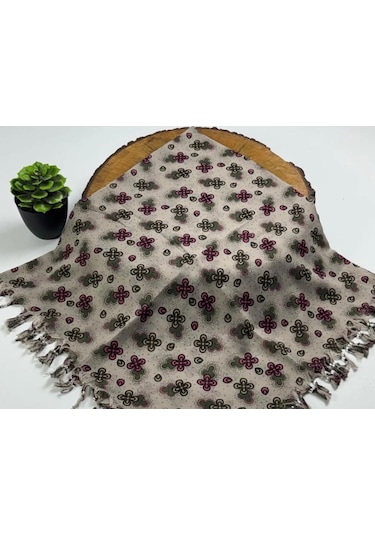 Beyce Cotton Sökme Boncuklu Desenli Tülbent 06440 Vizon