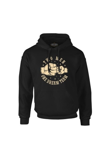 Two Man One Team Siyah Erkek Fermuarsız Kapşonlu 001