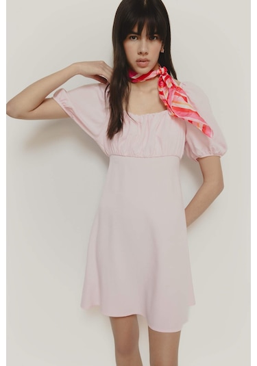 DeFacto Kare Yaka Keten Karışımlı Kısa Kollu Midi Yazlık Elbise E0896AX25SMPN648 DeFacto Kare Yaka Keten Karışımlı Kısa Kollu Midi Yazlık Elbise E0896AX25SMPN648