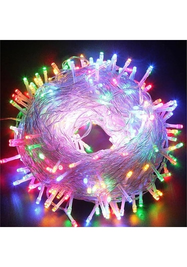 Led Işık - 10m 100 Boncuk Lamba Rgb - Şeffaf Kablo Renkli