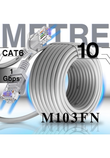 Mn6 M103fn 10 Metre Internet Kablosu/gigabit Destekli-utp-cat6/iç Mekan Uyumlu-ethernet Kablosu 10 Metre 10 Metre