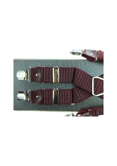 Bordo Puantiyeli Pantolon Askısı 4 Klipsli Bordo Beyaz