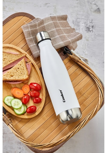 Cooker Hydrokeep 500 Ml Paslanmaz Çelik Şişe Termos Ckr2071 Beyaz