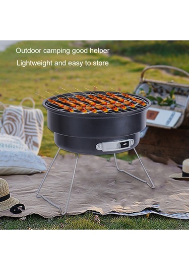 Sones Taşınabilir Küçük Açık Katlanır Yuvarlak Barbekü Izgarası Vahşi Kamp Pişirme Aletleri, Özellikler: Saklama Çantası Yok