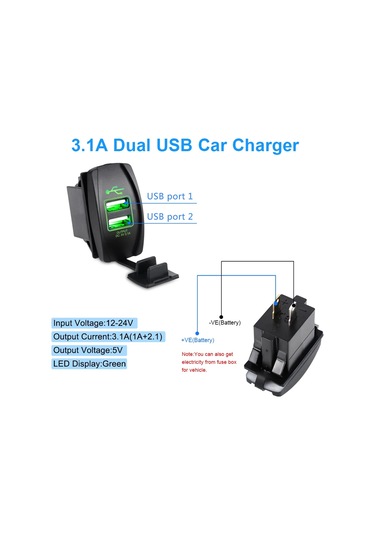 5v 3.1a Evrensel Araç Şarj Cihazı Su Geçirmez Çift Usb Bağlantı Noktalı Otomatik Adaptör Toz Geçirmez Telefon Şarj Cihazı Iphone Xiaomi Redmi Samsung İçin