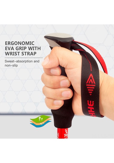 Leezsing Uzun Siyah 5 Bölümlü Alüminyum Trekking Çubuğu - Ultra Hafif, Katlanabilir, 110-130cm - Dağ Yürüyüşü, Tırmanma İçin Çok Renkli